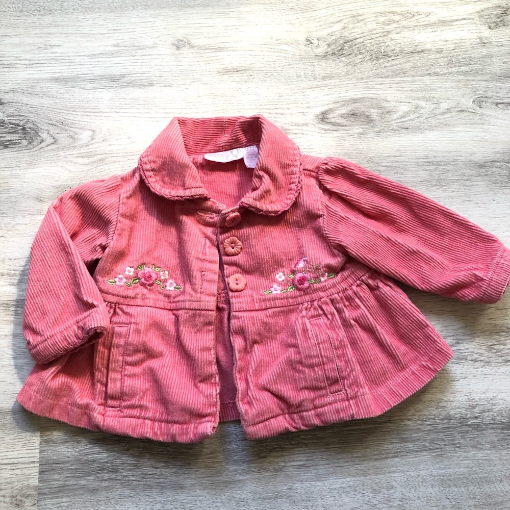 Vintage baby girl coral corduroy jacket 6/9 months